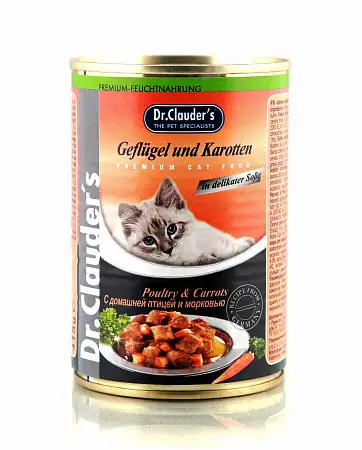 Купить dr. clauder консервы для взрослых кошек с домашней птицей и морковью