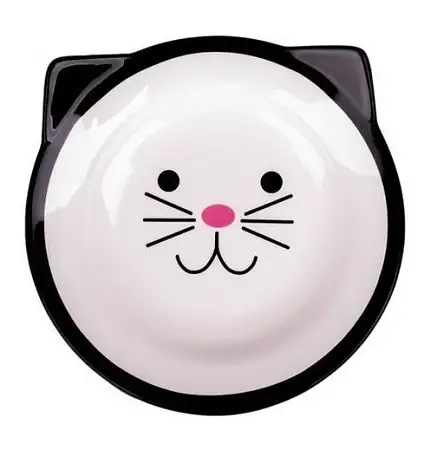 Купить №1 миска для кошек, керамическая, черная, Мордочка кошки
