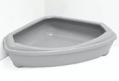 Homecat туалет для кошек угловой с бортиком светло-серый